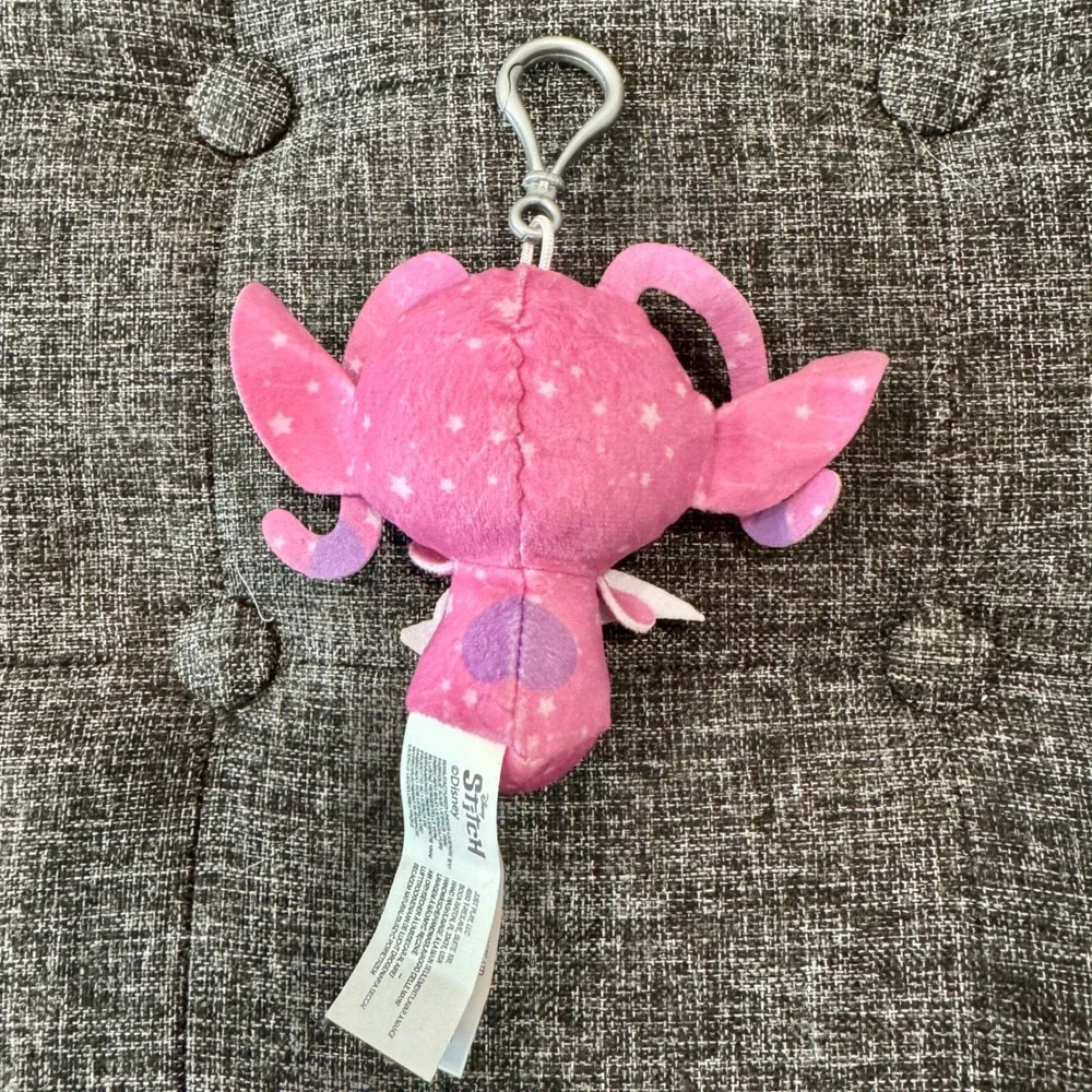 Disney Angel Plush Keychain Lilo & Stitch Experiment 624 Pink Star Bag Charm